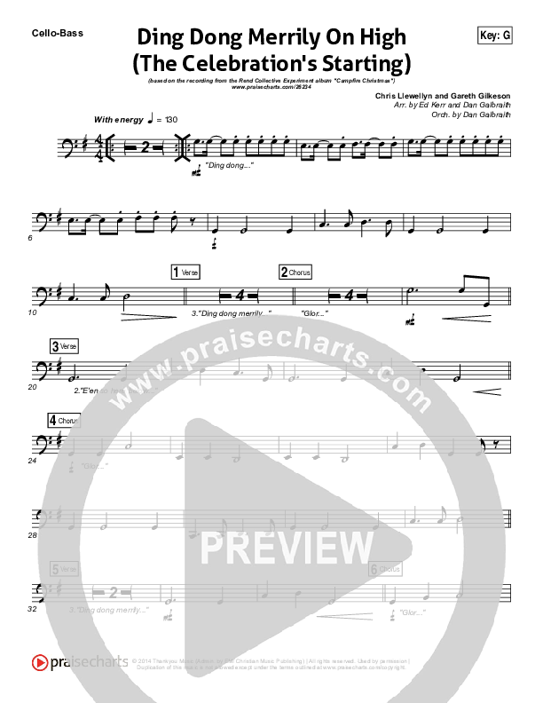 Ding Dong Merrily On High Cello/Bass (Rend Collective)