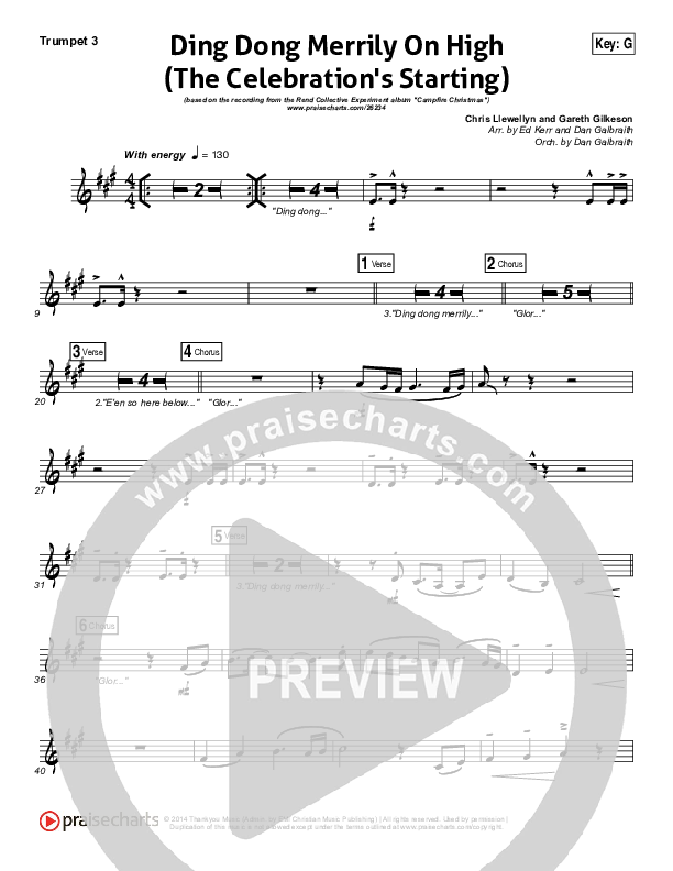 Ding Dong Merrily On High Trumpet 3 (Rend Collective)