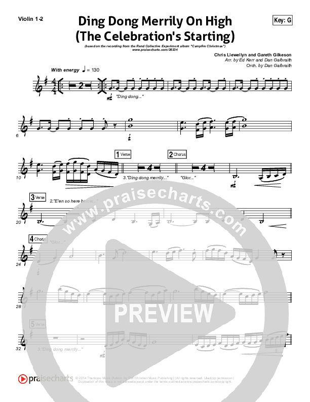 Ding Dong Merrily On High Violin 1/2 (Rend Collective)