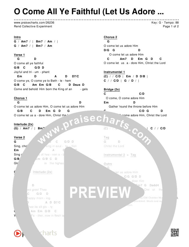 O Come All Ye Faithful (Let Us Adore Him) Chords & Lyrics (Rend Collective)