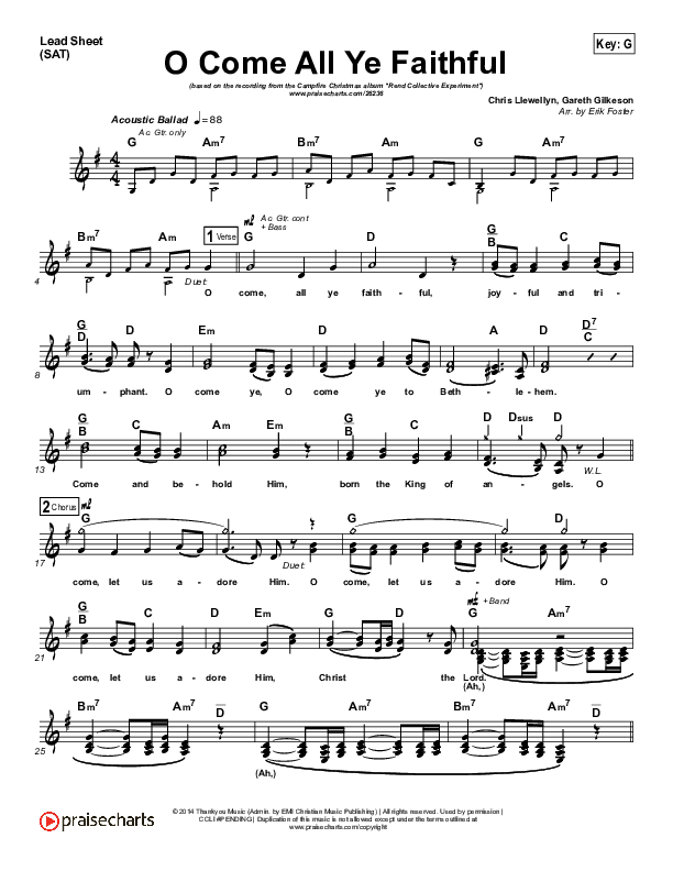 O Come All Ye Faithful (Let Us Adore Him) Lead (SAT) (Rend Collective)