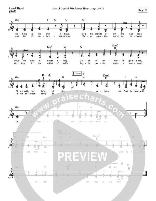 Joyful Joyful We Adore Thee (Rejoice Rejoice) Lead Sheet (SAT) (Rend Collective)