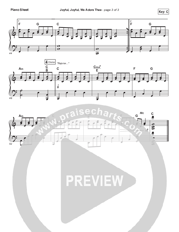 Joyful Joyful We Adore Thee (Rejoice Rejoice) Piano Sheet (Rend Collective)