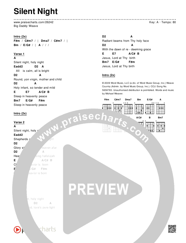 Silent Night Chords & Lyrics (Big Daddy Weave)