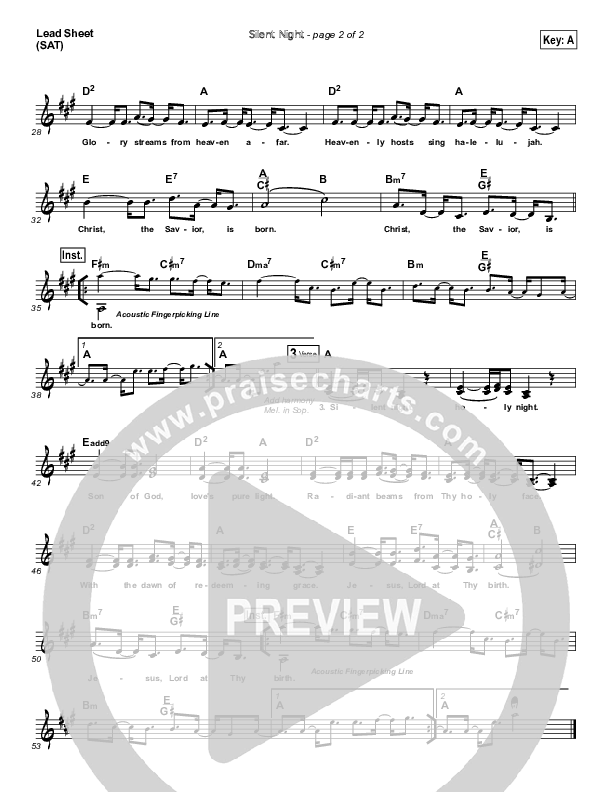 Silent Night Lead Sheet (SAT) (Big Daddy Weave)