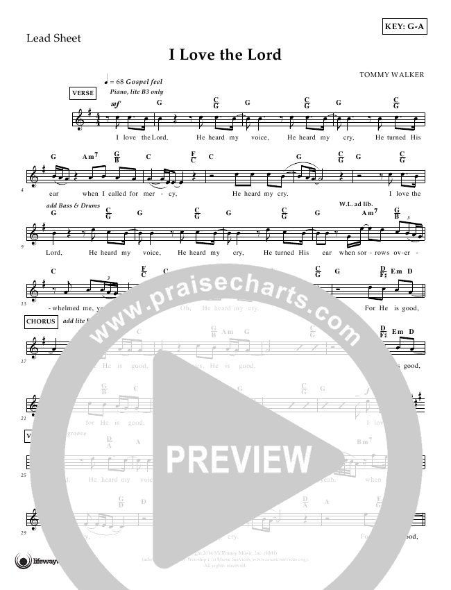 I Love The Lord Sheet Music PDF (Tommy Walker) - PraiseCharts