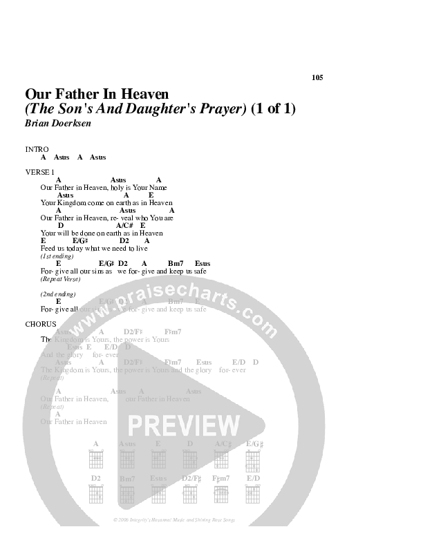 Our Father In Heaven Chords & Lyrics (Brian Doerksen)