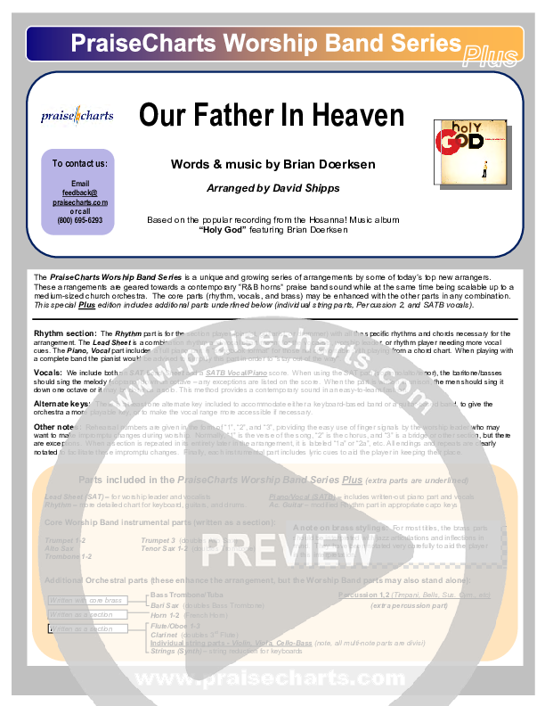 Our Father In Heaven Orchestration (Brian Doerksen)