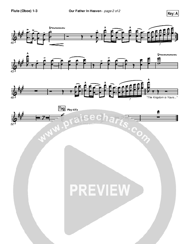 Our Father In Heaven Flute/Oboe 1/2/3 (Brian Doerksen)