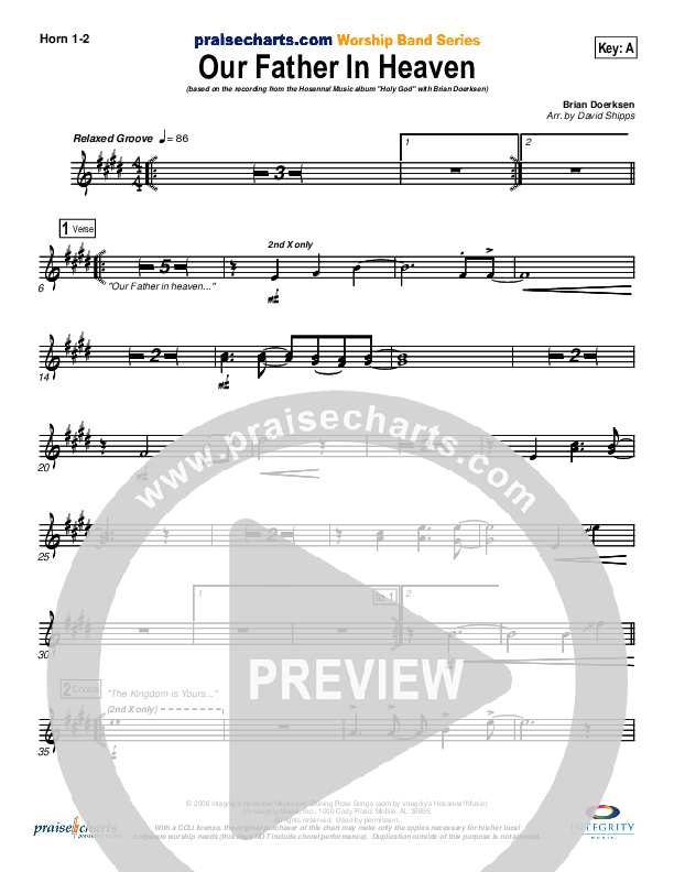 Our Father In Heaven French Horn 1/2 (Brian Doerksen)