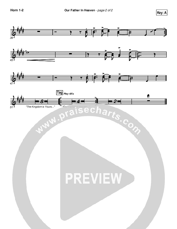 Our Father In Heaven French Horn 1/2 (Brian Doerksen)