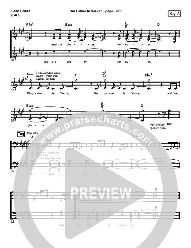 Our Father In Heaven Lead Sheet (Brian Doerksen)