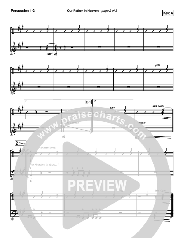 Our Father In Heaven Percussion 1/2 (Brian Doerksen)
