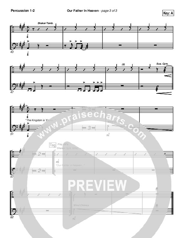Our Father In Heaven Percussion 1/2 (Brian Doerksen)