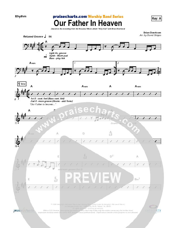 Our Father In Heaven Rhythm Chart (Brian Doerksen)