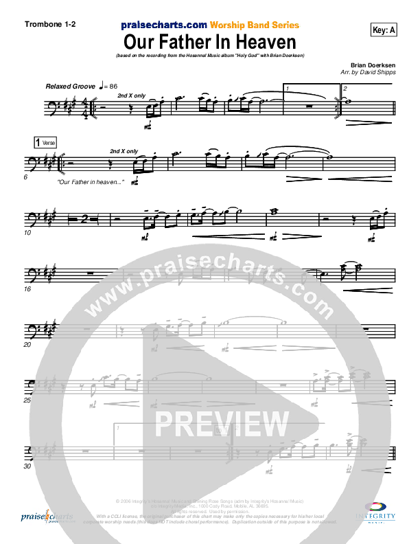 Our Father In Heaven Trombone 1/2 (Brian Doerksen)