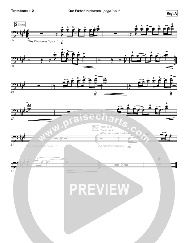 Our Father In Heaven Trombone 1/2 (Brian Doerksen)