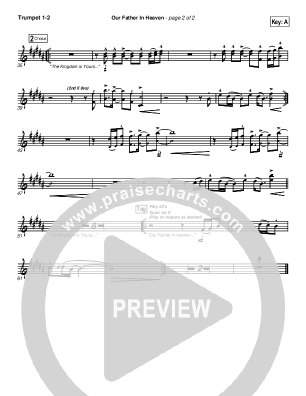 Our Father In Heaven Trumpet 1,2 (Brian Doerksen)
