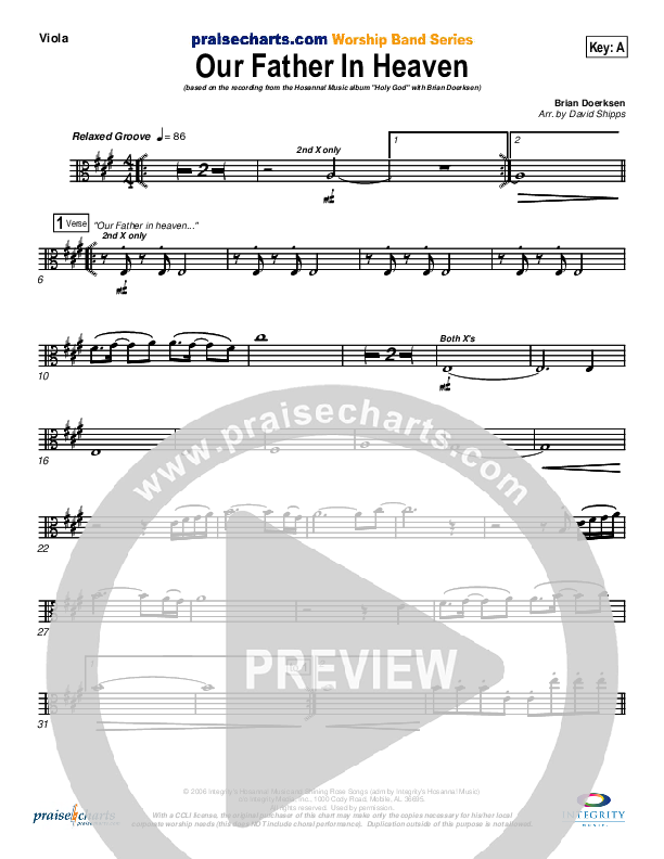 Our Father In Heaven Viola (Brian Doerksen)