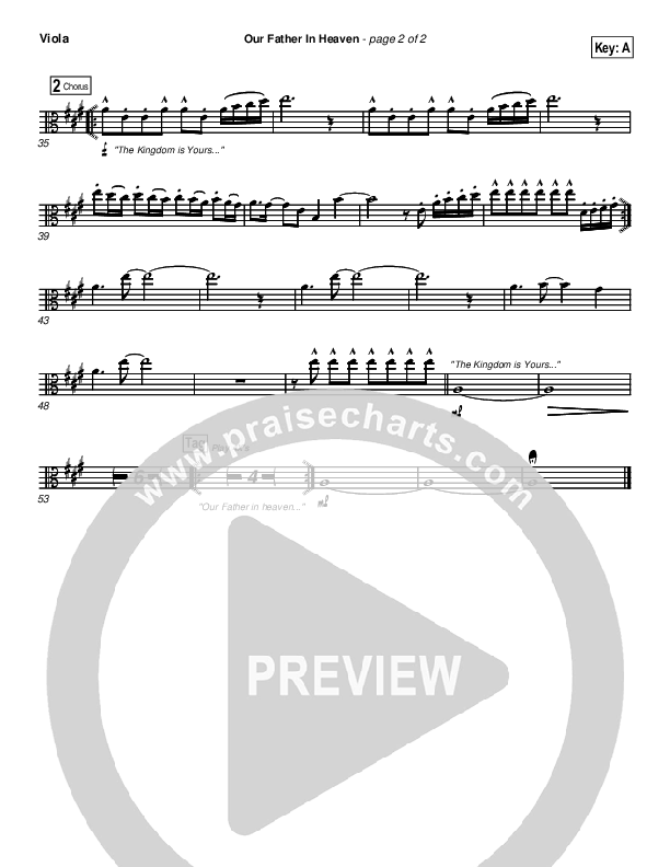 Our Father In Heaven Viola (Brian Doerksen)