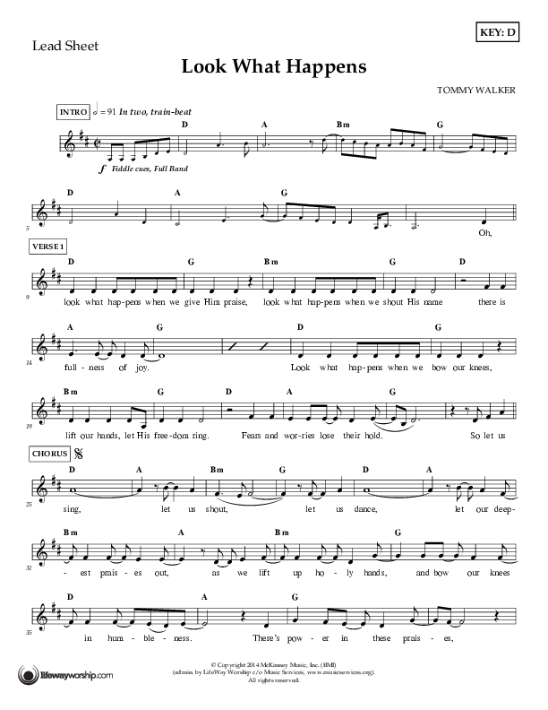 Look What Happens Lead Sheet (Tommy Walker)