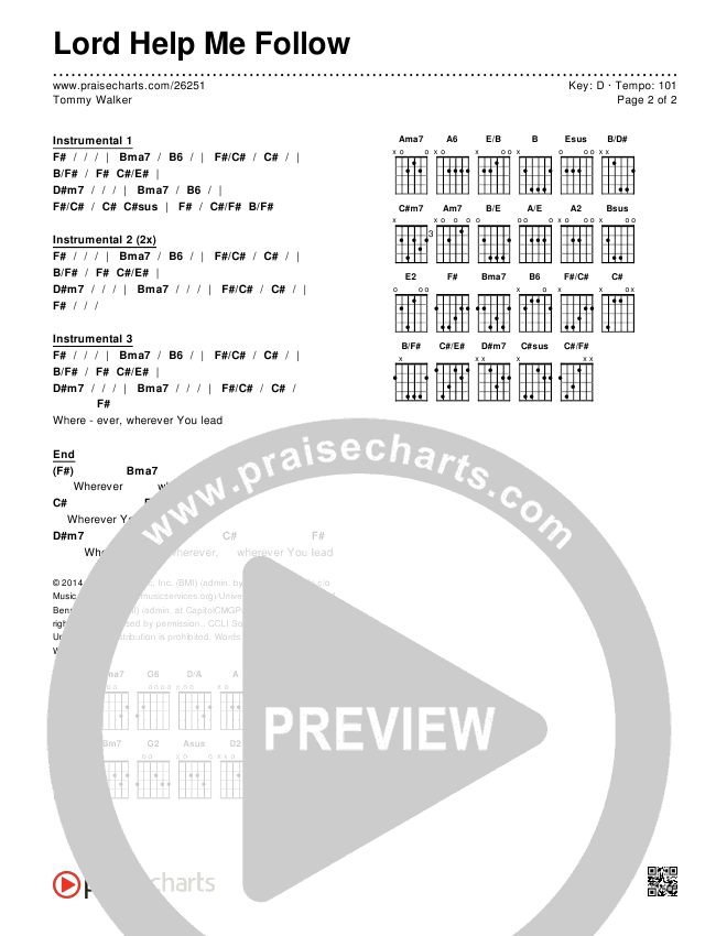 Lord Help Me Follow Chords & Lyrics (Tommy Walker)