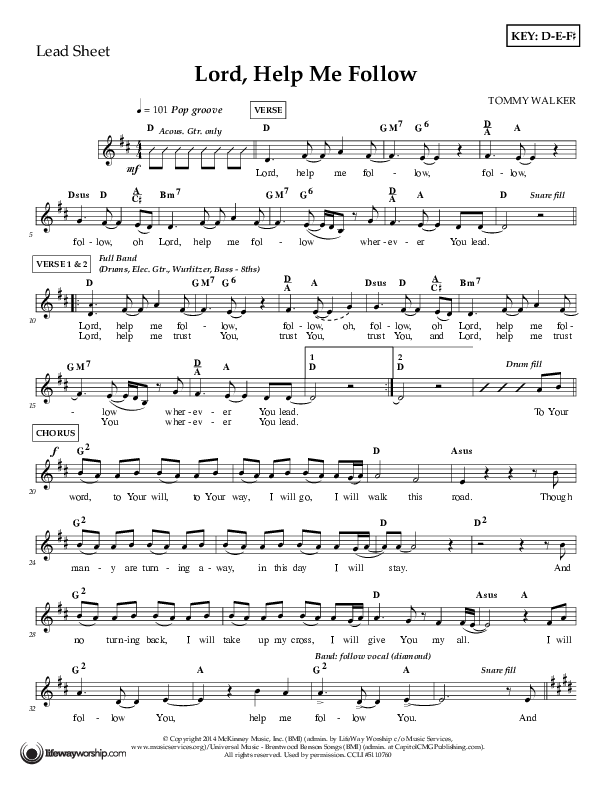 Lord Help Me Follow Lead Sheet (Tommy Walker)