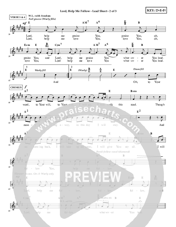 Lord Help Me Follow Lead Sheet (Tommy Walker)