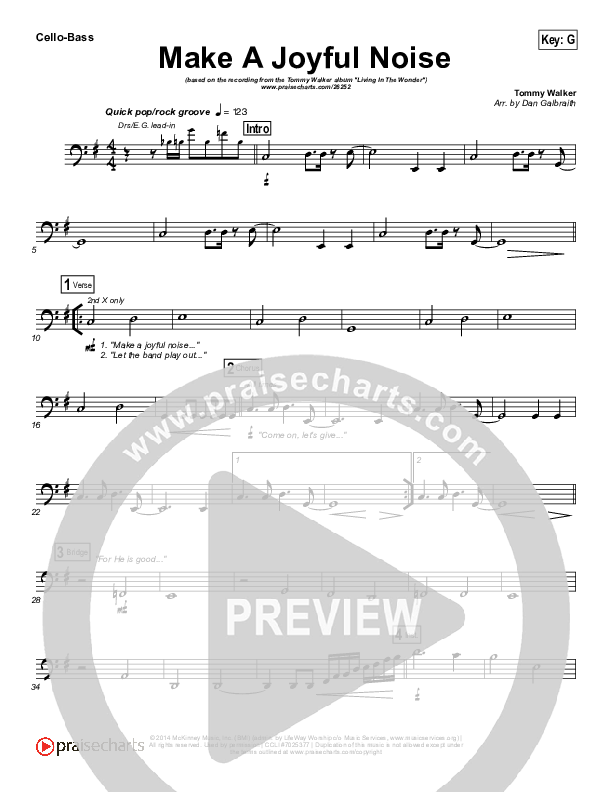 Make A Joyful Noise Cello/Bass (Tommy Walker)