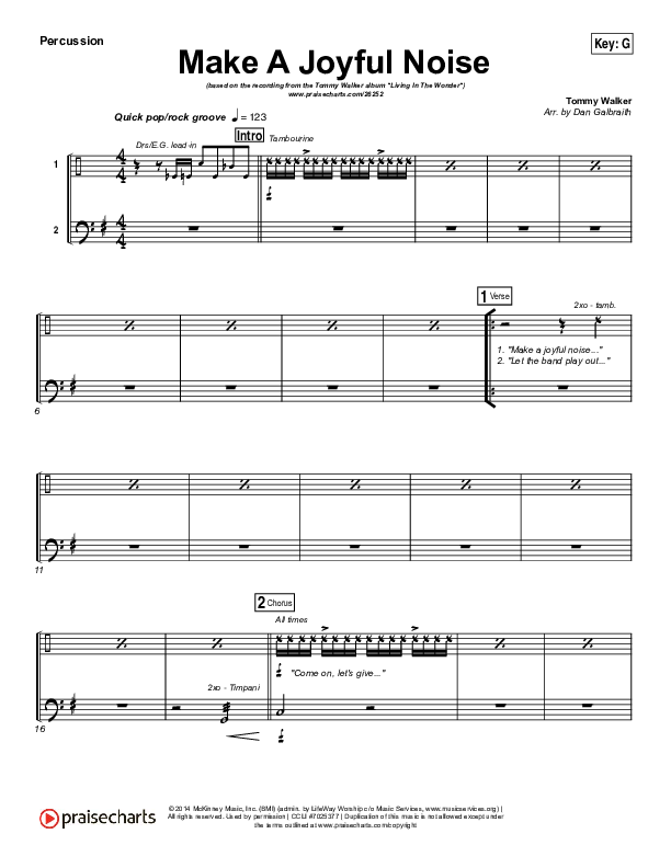 Make A Joyful Noise Percussion (Tommy Walker)