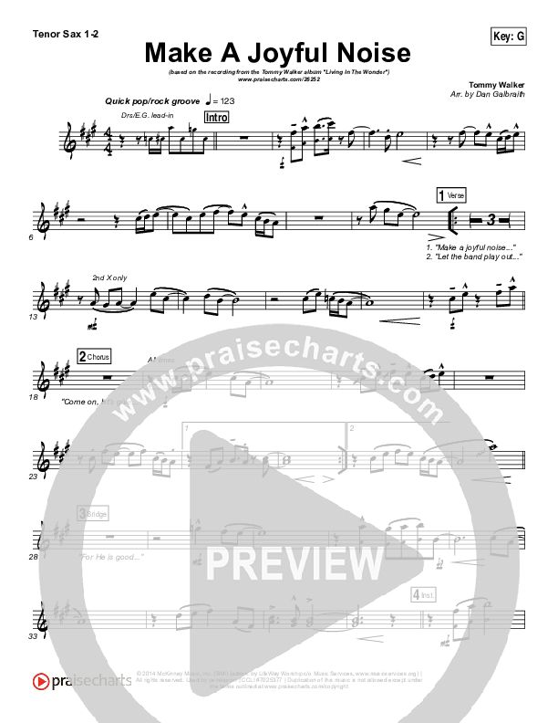 Make A Joyful Noise Tenor Sax 1/2 (Tommy Walker)