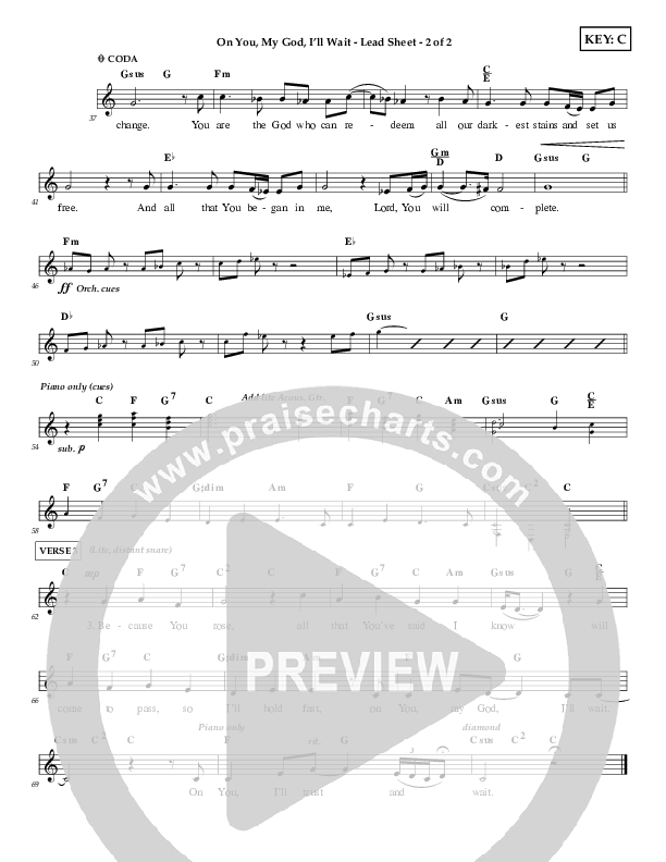 On You My God I'll Wait Lead Sheet (Tommy Walker)