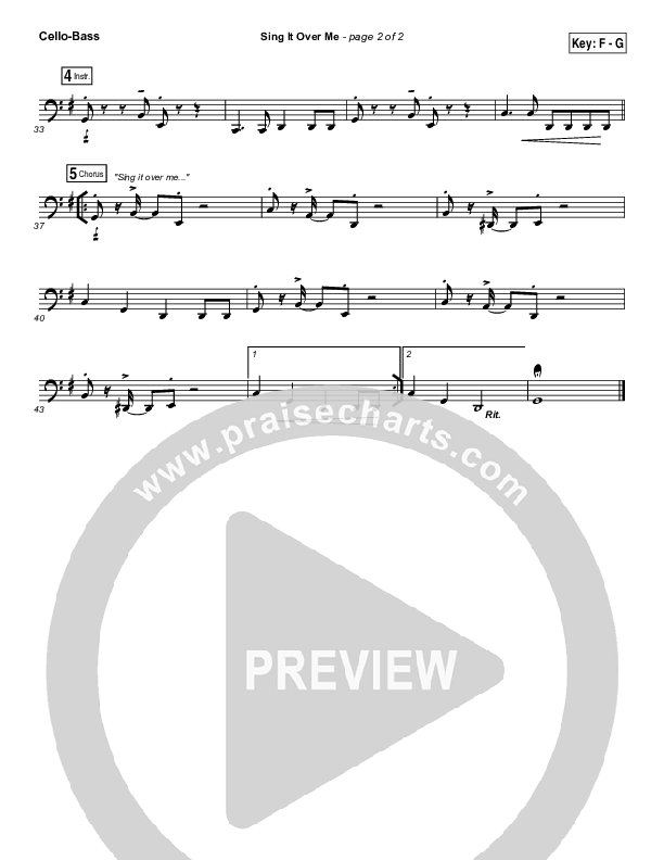 Sing It Over Me Cello/Bass (Tommy Walker)