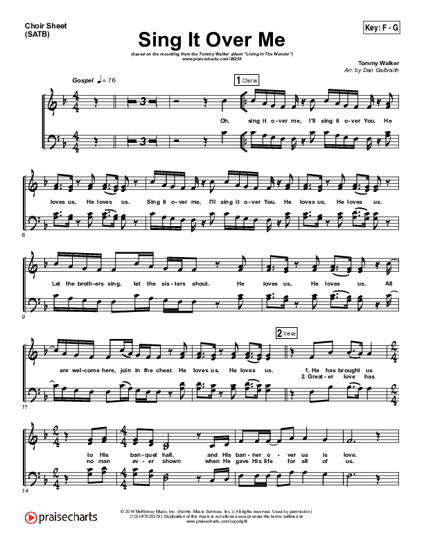 Sing It Over Me Choir Sheet (SATB) (Tommy Walker)