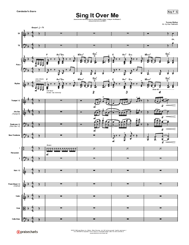 Sing It Over Me Orchestration (Tommy Walker)