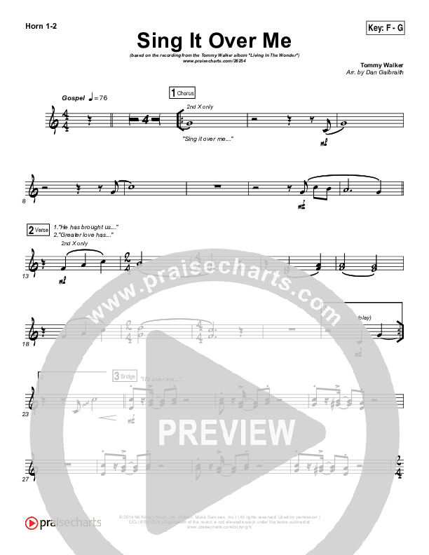 Sing It Over Me French Horn 1/2 (Tommy Walker)