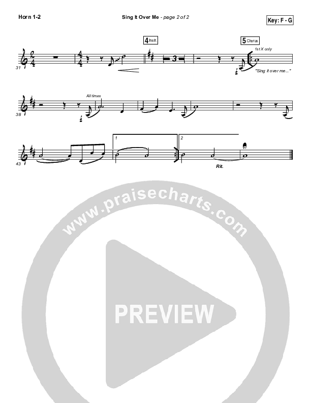 Sing It Over Me French Horn 1/2 (Tommy Walker)