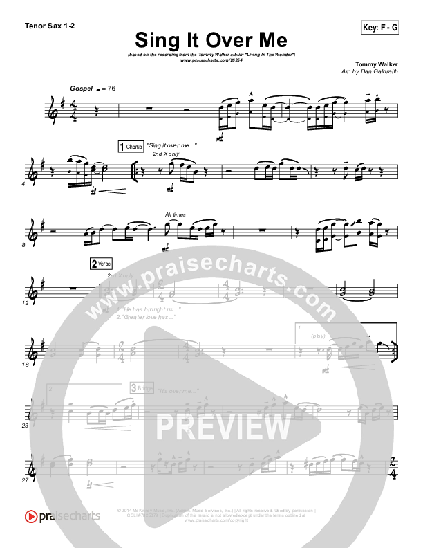 Sing It Over Me Tenor Sax 1/2 (Tommy Walker)