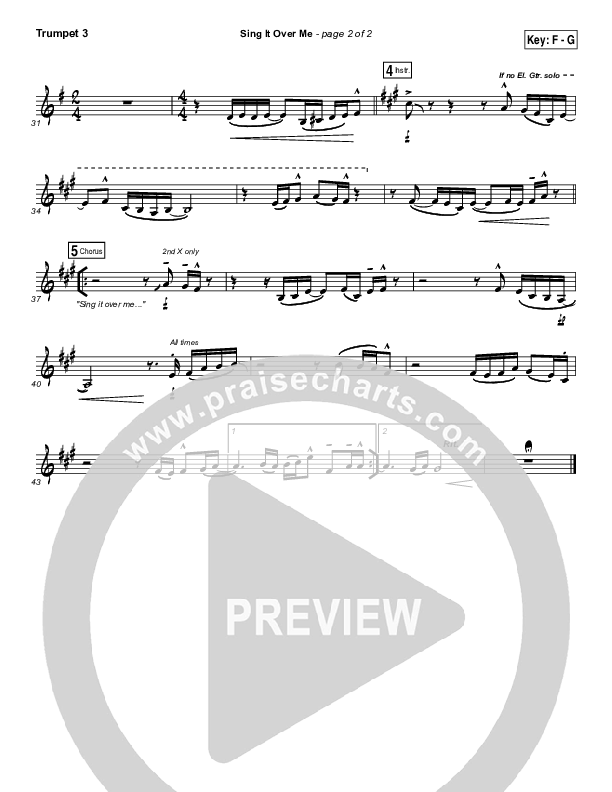 Sing It Over Me Trumpet 3 (Tommy Walker)