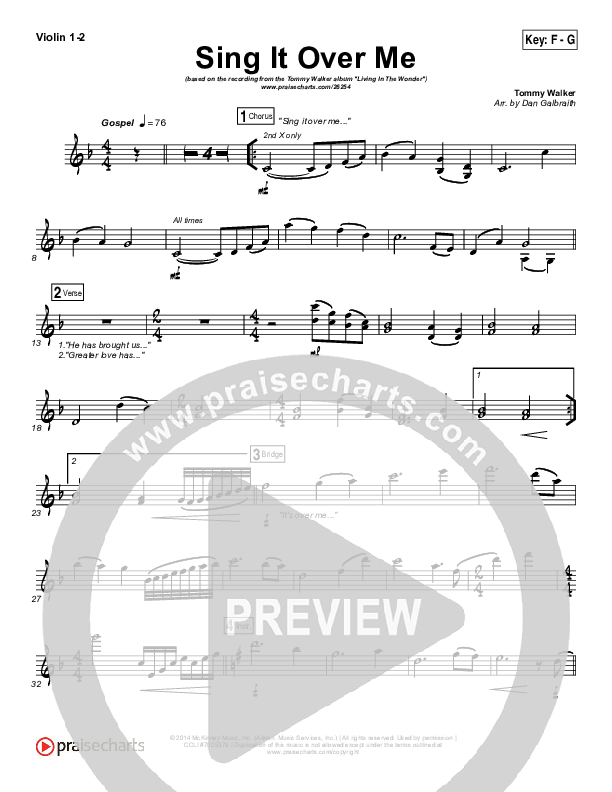 Sing It Over Me Violin 1/2 (Tommy Walker)