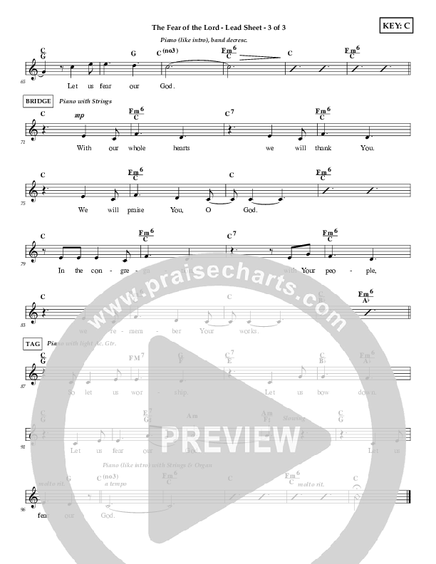 The Fear Of The Lord Lead Sheet (Tommy Walker)