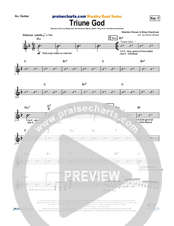 Triune God Acoustic Guitar (Brian Doerksen)