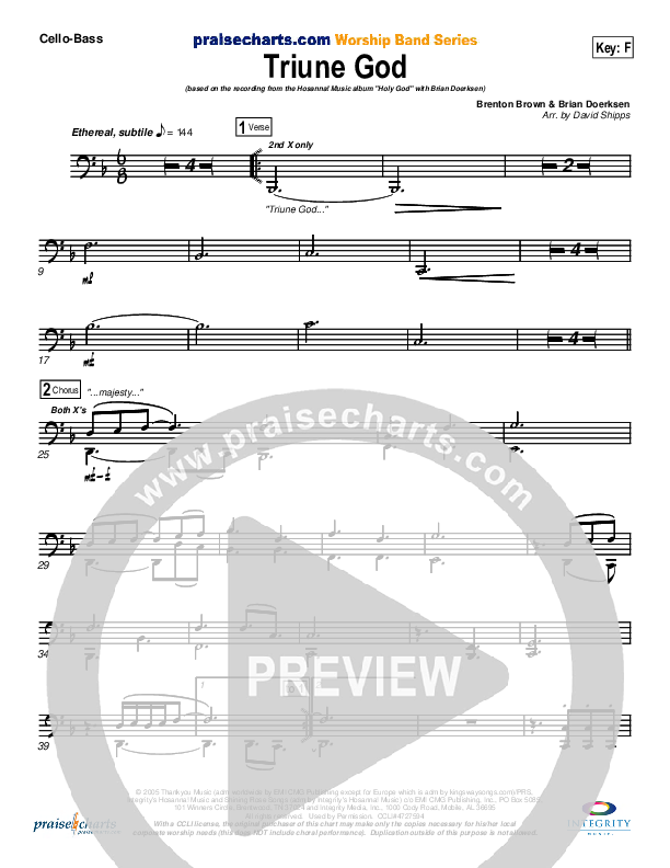 Triune God Cello/Bass (Brian Doerksen)