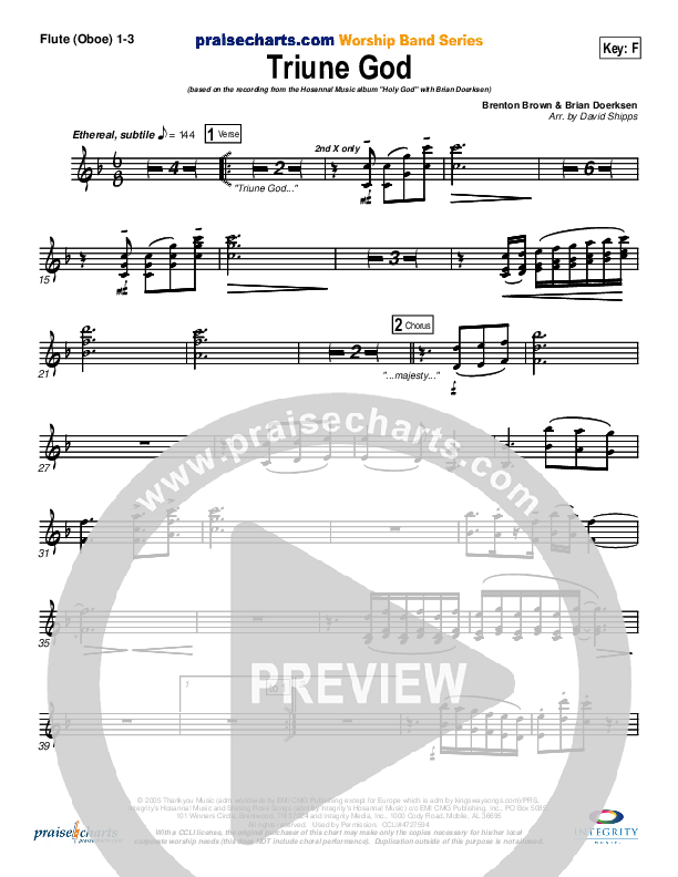 Triune God Flute/Oboe 1/2/3 (Brian Doerksen)