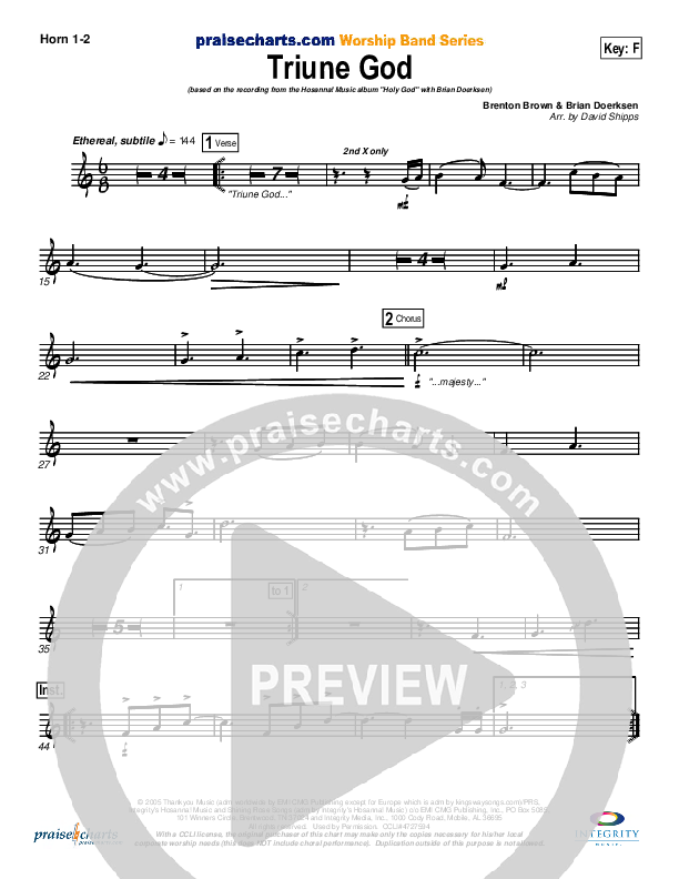 Triune God French Horn 1/2 (Brian Doerksen)