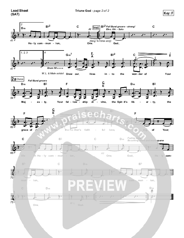 Triune God Lead Sheet (Brian Doerksen)