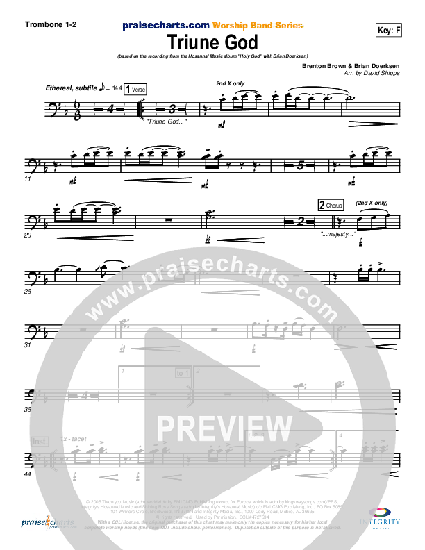 Triune God Trombone 1/2 (Brian Doerksen)