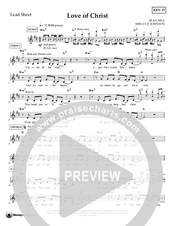 Love Of Christ Lead Sheet (Shelly E. Johnson)