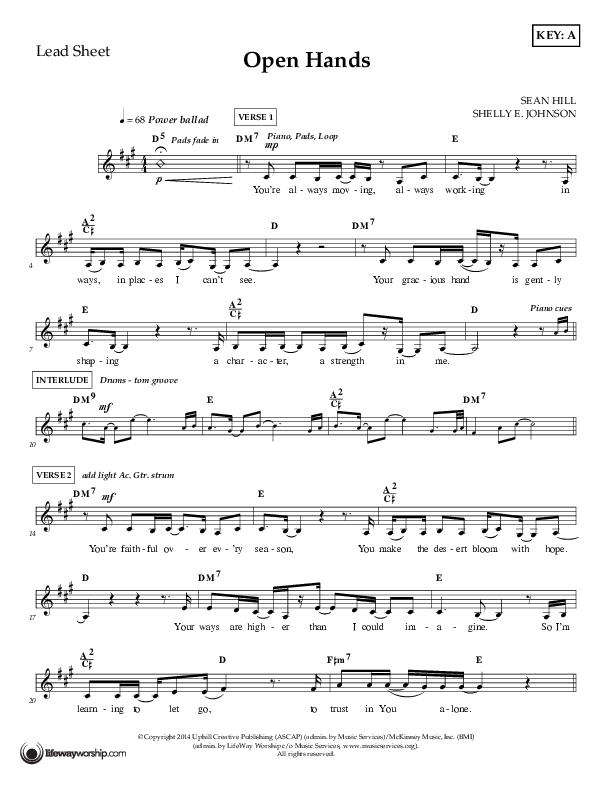 Open Hands Lead Sheet (Shelly E. Johnson)