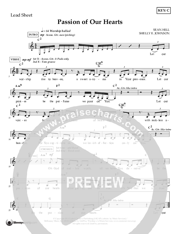 Passion Of Our Hearts Lead Sheet (Shelly E. Johnson)